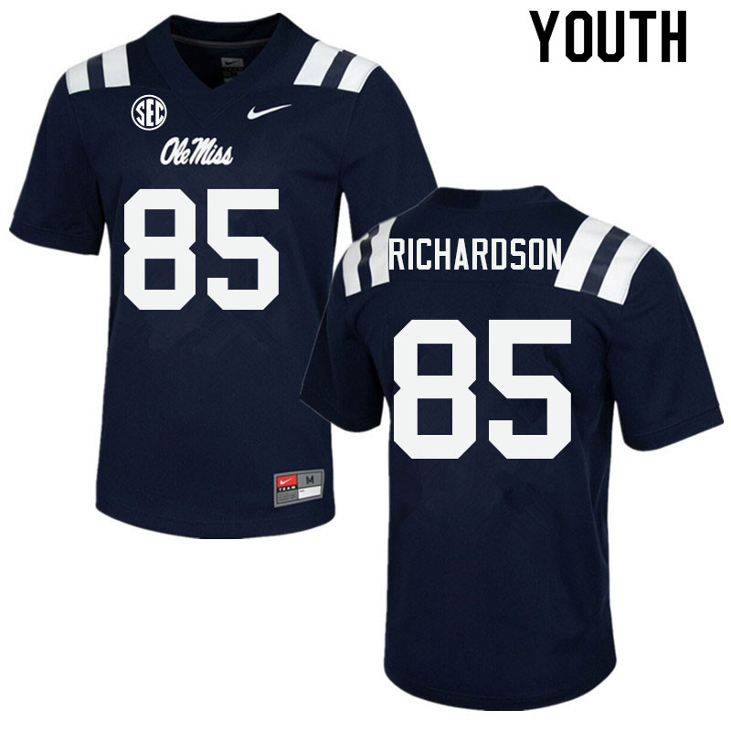 Youth #85 Jamar Richardson Ole Miss Rebels College Football Jerseys Sale-Navy